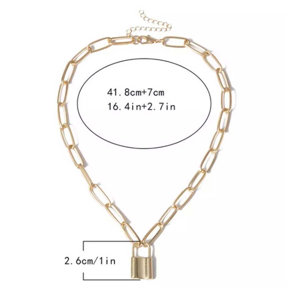 Lock Pendant Necklace - Padlock Charm - Picture 5 of 11